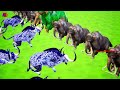 20 Giant Buffalo vs 20 Zombie woolly mammoth Ultimate Epic Battle on Space Attack