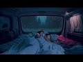 Sleep Immediately with Soothing Rain Falling Through Car Window in a RV Lost in The Dense Forest