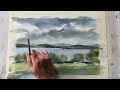 Paint A BEGINNERS Loose Watercolor LAKE & MOUNTAINS, Watercolour Landscape PAINTING Tutorial DEMO