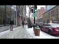 Winter in Canada. Snow Walk in Downtown Montreal - January 2023