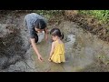 Patting water puddles to catch fish