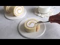 Sub) 🟡 🍼 ღ˘‿˘ற꒱ Soft and moist condensed milk cream cake roll,  Cream roll, Milk swiss roll ┃Brechel