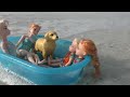 Elsa and Anna toddlers at the beach - prank - slide - boat - dog - water fun - splash