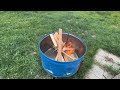 Building a fire pit and stand from an oil drum and scrap steel