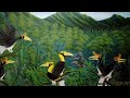 landscape painting works//engang birds/mascot birds of the island of Kalimantan.