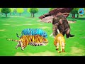 10 Giant Tiger vs Monster Lion Mammoth Fight Dinosaur Attack Cow Cartoon Bull Baby Elephant Rescue