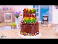 Rainbow Chocolate Cake🌈 Satisfying Miniature Sprinkles Chocolate Buttercream Cake | Mini Bakery