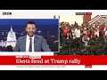 Moment Donald Trump was rushed off stage after shots fired at rally | BBC News