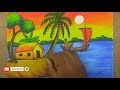 How to draw easy Village scenery, আসুন সহজ গ্রামের দৃশ্য আঁকি