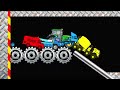 Car, Truck, Bus, Tractor, Monster Truck, Van, Mixer Truck Race - Colored Stickman Ragdoll Battle