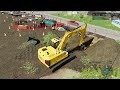 🚧 Broken Truck And Digging Trenches With JCB 220X LC  ⭐ FS22 City Public Works Timelapse