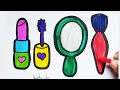 How to Draw Makeup Tools | Makeup Tools Drawing, Painting and Coloring For Kids and Toddlers