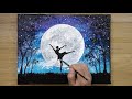 Aluminum painting technique / How to draw a dancing girl under moonlight