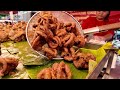 Huge crowd of customers! Sold out Fast deep fried pork leg  ,knuckles & intestine | Thai Street food