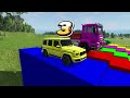 TRANSPORTING PIXAR CARS & FRUITS WITH COLORED & JOHN DEERE vs CLAAS vs TRACTORS - BeamNG.drive #962