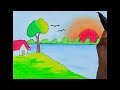 how to draw a village scenery/drawing scenery/ easy drawing