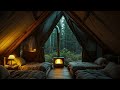 Cozy Tent with Heavy Rain | Heavy Rain and Fireplace Sounds for Relaxing and Sleep