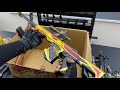 Box of Toy Gun. Nerf Guns. BB Guns. Airsoft Guns And Equipment